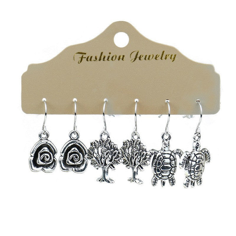 Wholesale 3 Pair Vintage Alloy Earrings
